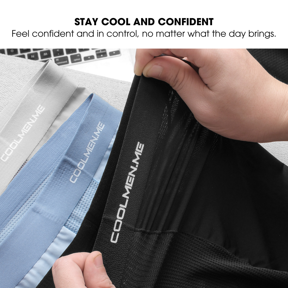 [NEW] CoolMen Airy Underwear (Premium) for Men - Breathable, Lightweight & Comfortable Boxer Briefs - Fabric, Menswear | 3 Colors Pack